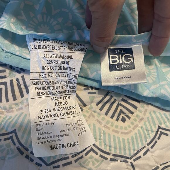 The Big One Reversible King Size Quilt & 2 Shams Set Blue Mandala Geometric - Picture 5 of 7